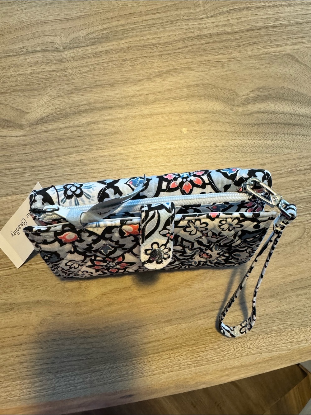 Vera Bradley Blue, Pink & Black Floral Quilted Wristlet - Picture 2 of 7